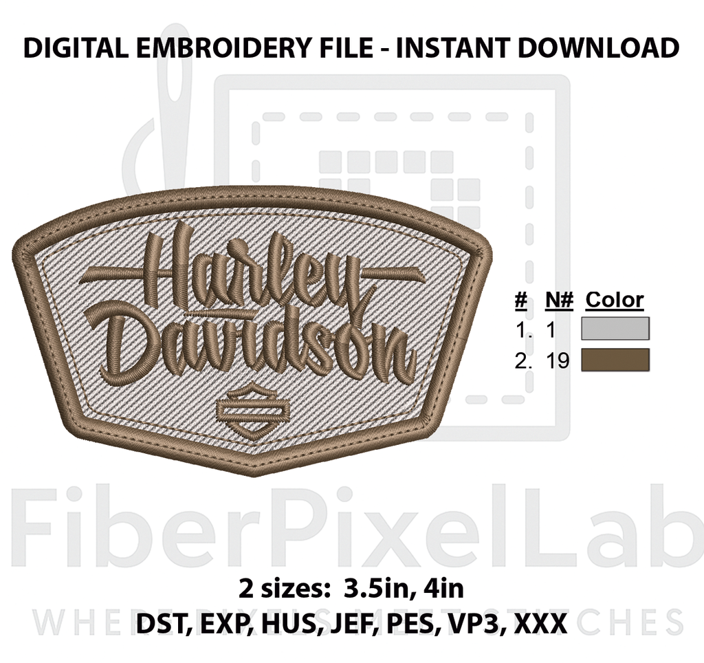 Vintage Motorcycle Badge Embroidery Design