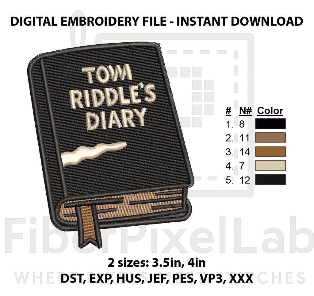 Riddle Diary Machine Embroidery Design