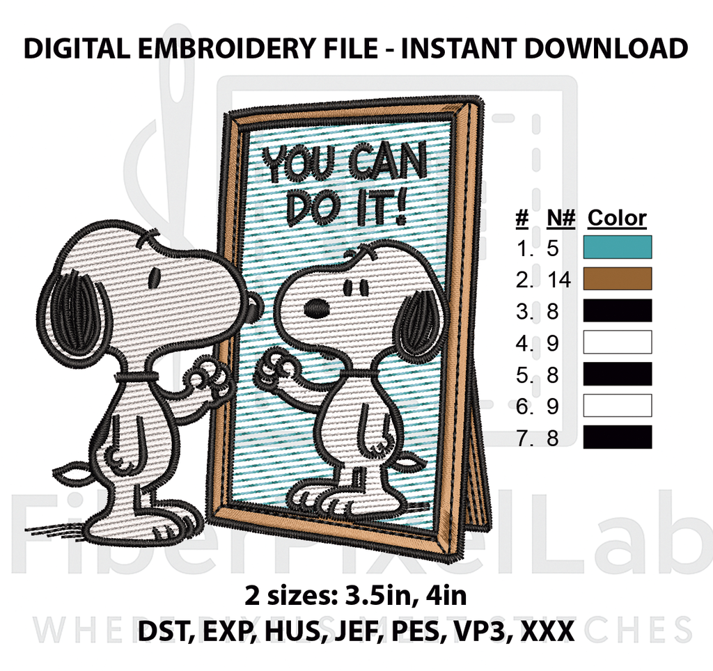 You Can Do It Mirror Dog Embroidery Design