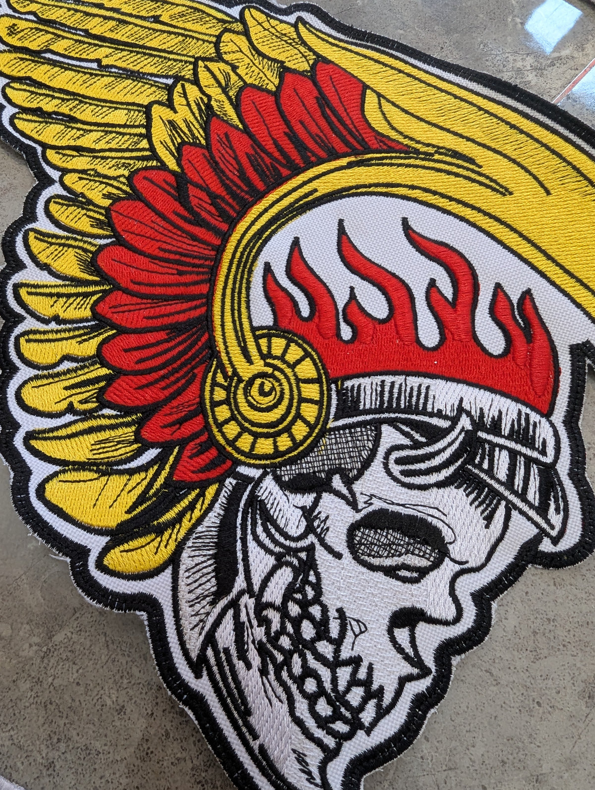 Winged Skull Feather Headdress Embroidery Design