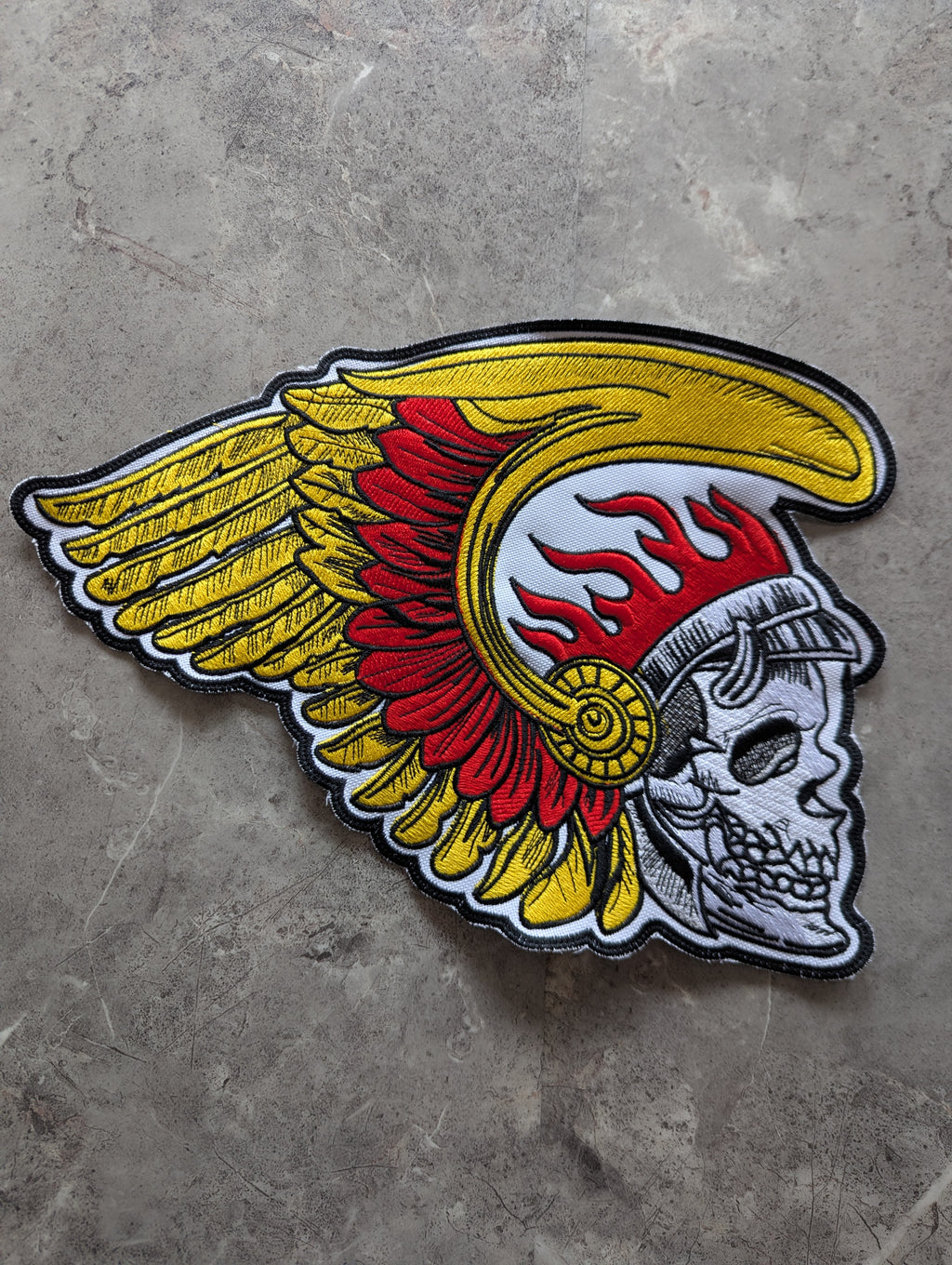 Winged Skull Feather Headdress Embroidery Design