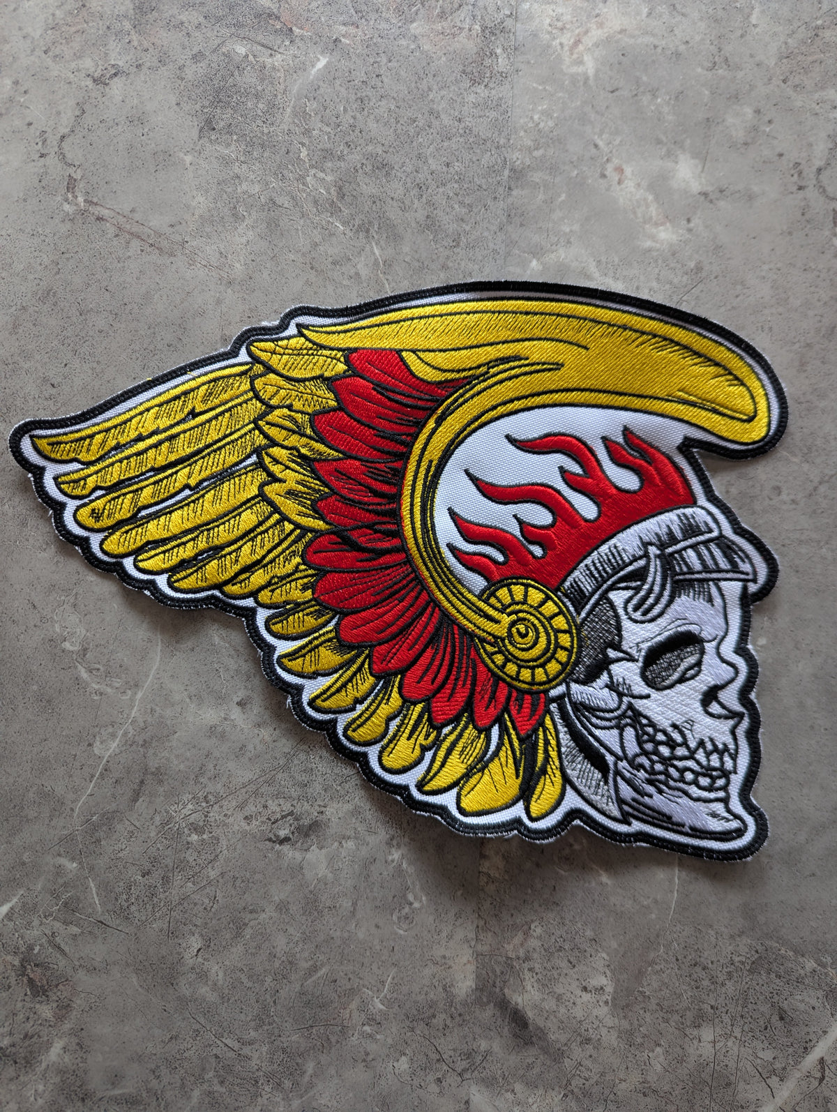 Winged Skull Feather Headdress Embroidery Design