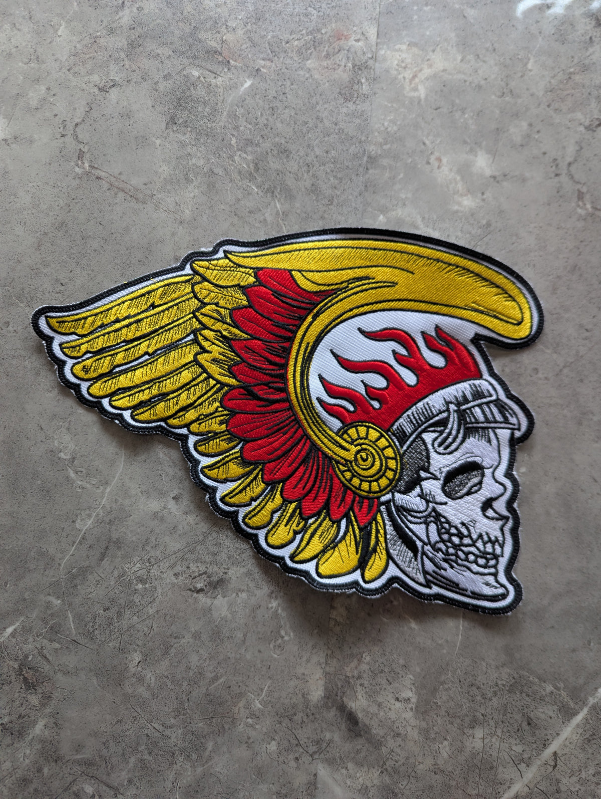 Winged Skull Feather Headdress Embroidery Design