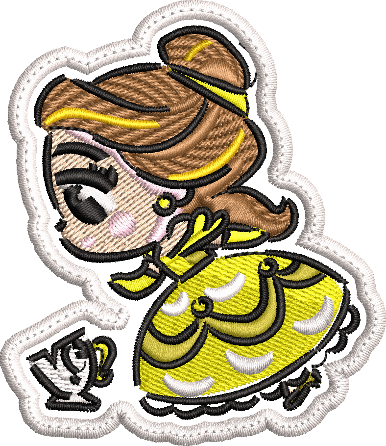 Yellow Gown Storybook Princess Embroidery Design