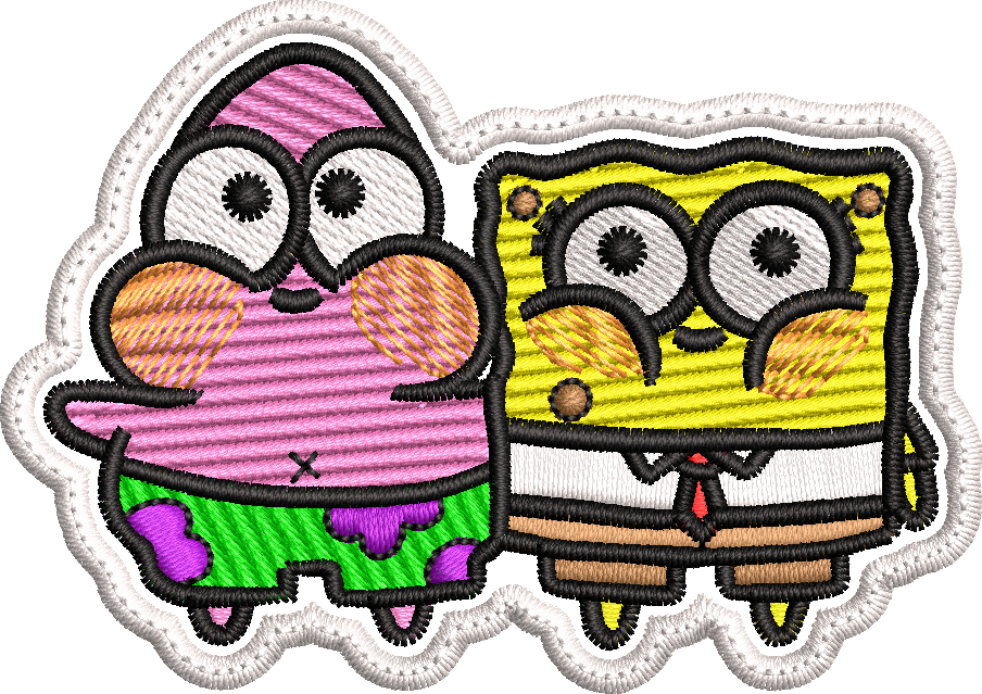 Cute Cartoon Best Friends Embroidery Design