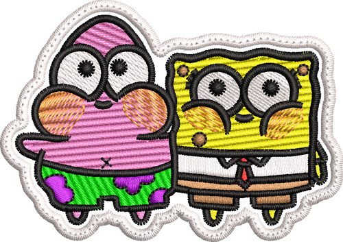 Cute Cartoon Best Friends Embroidery Design