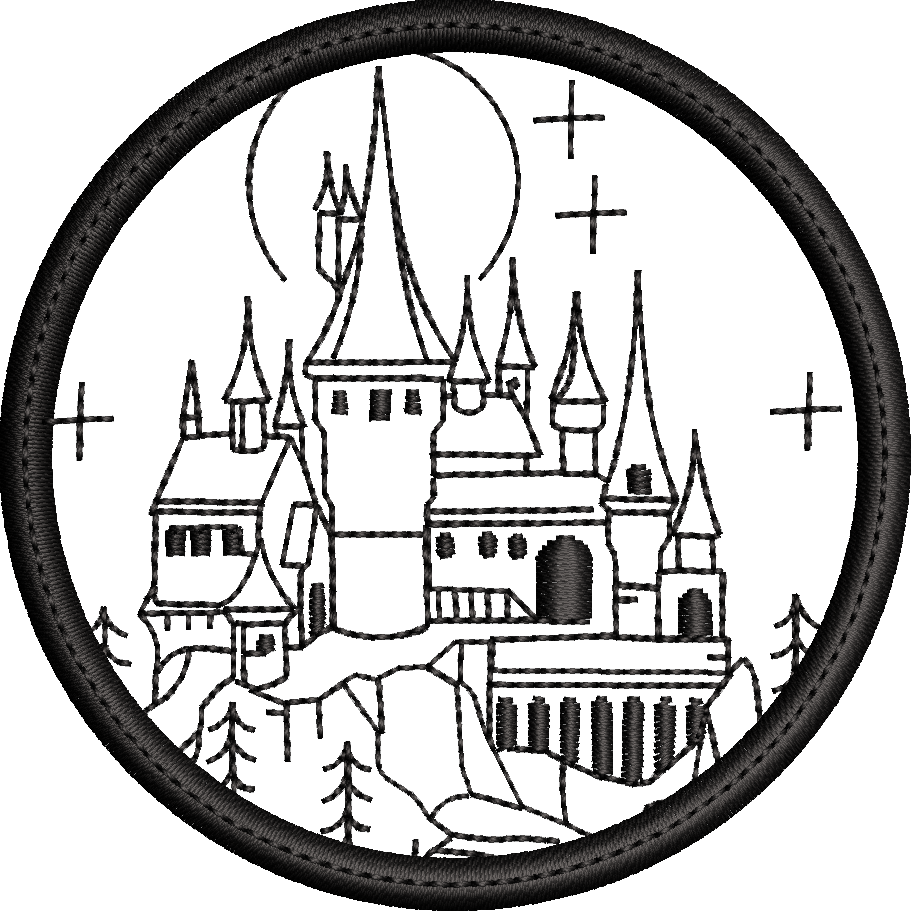 Dark Fairytale Castle Machine Embroidery Design