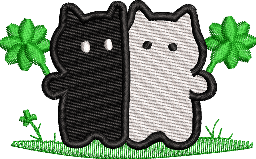 Cute Black & White Cats Machine Embroidery Design