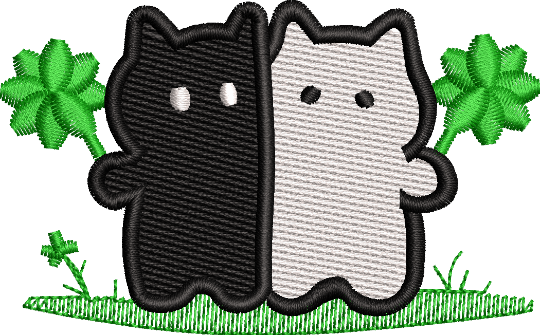 Cute Black & White Cats Machine Embroidery Design
