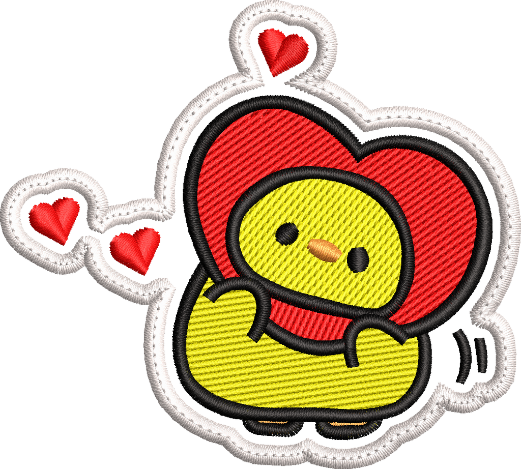 Cute Chick Heart Machine Embroidery Design