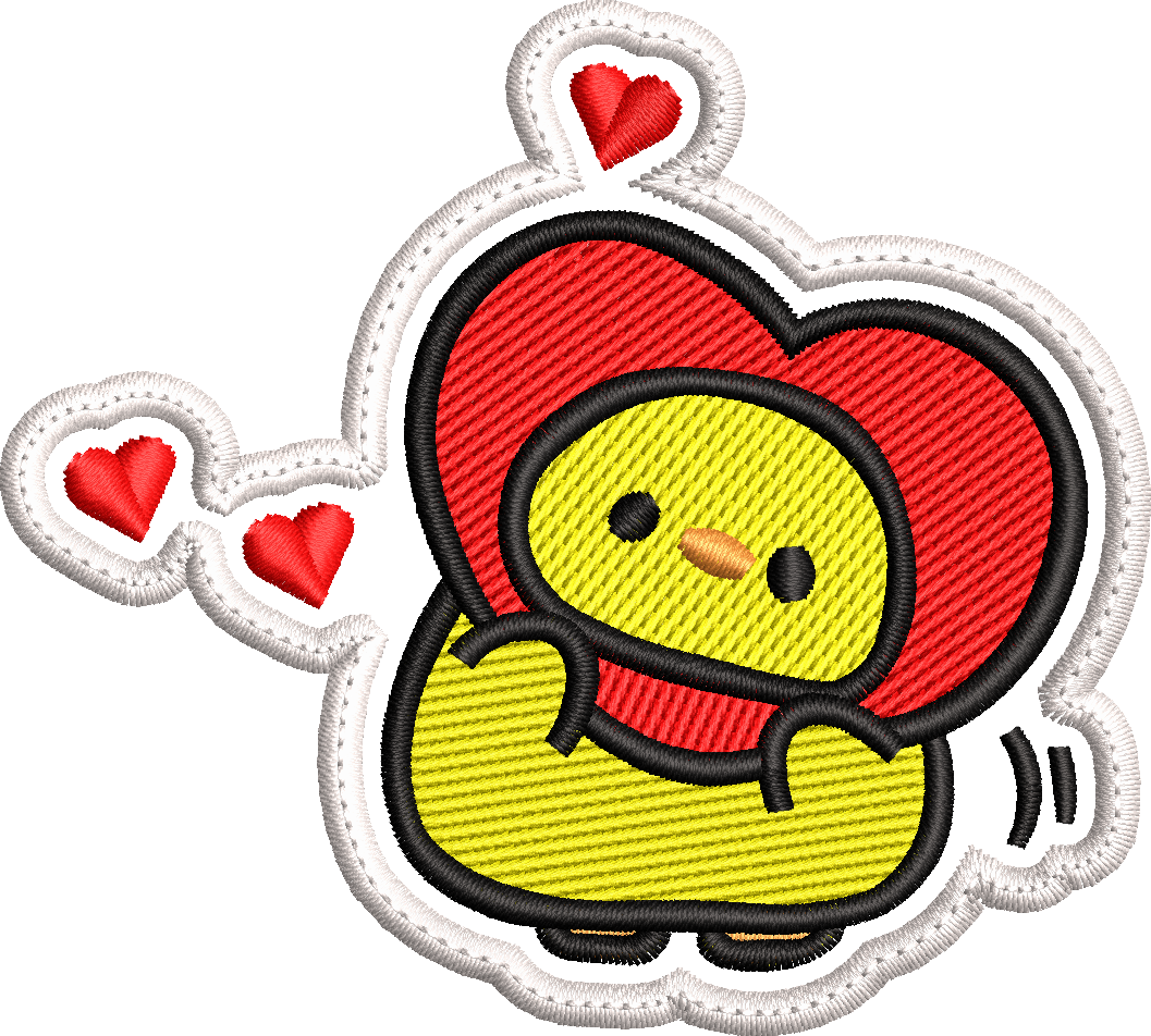 Cute Chick Heart Machine Embroidery Design