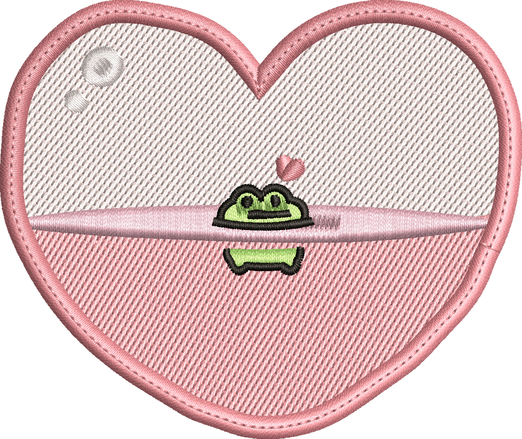 Cute Frog Valentine Heart Machine Embroidery Design