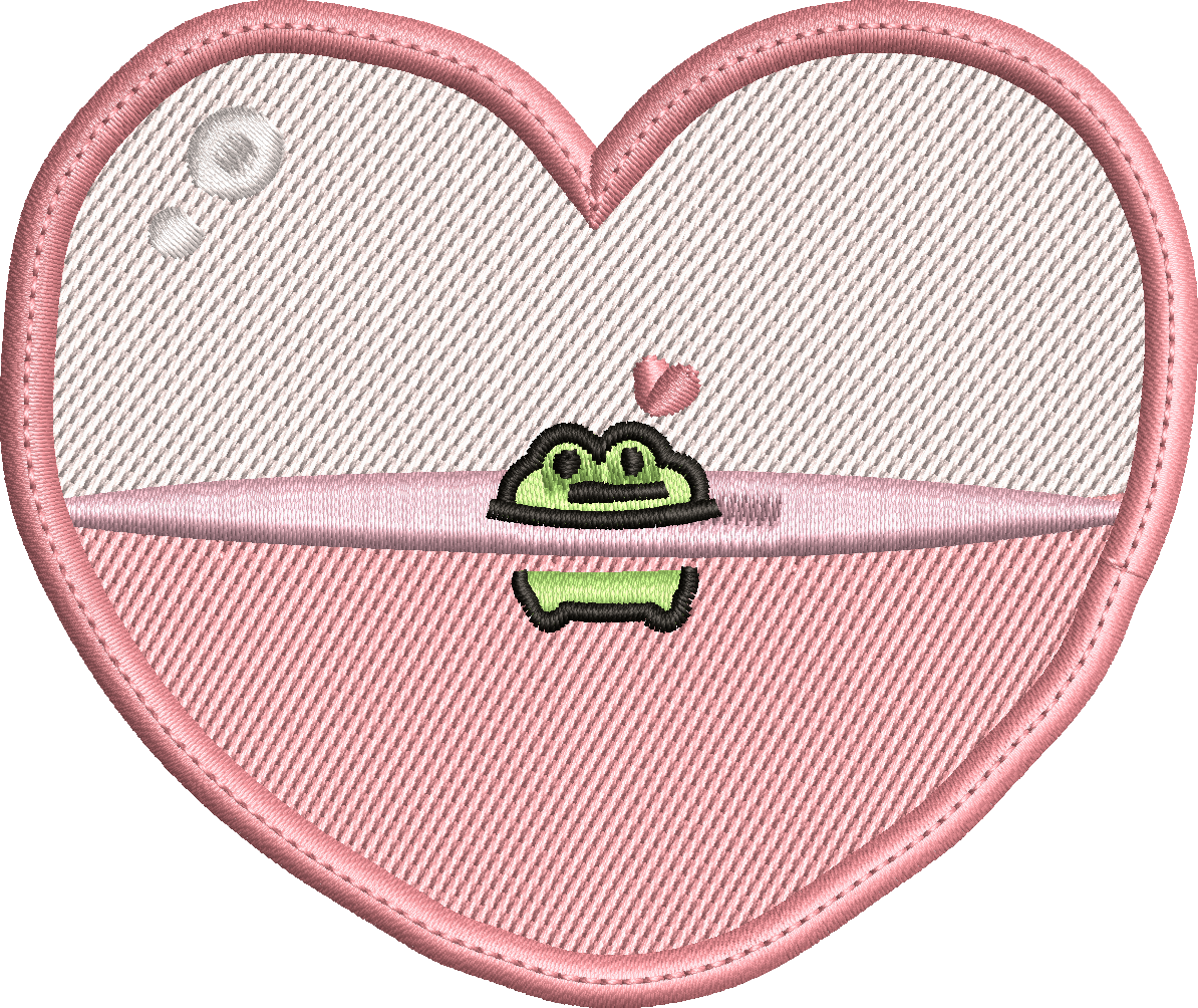 Cute Frog Valentine Heart Machine Embroidery Design