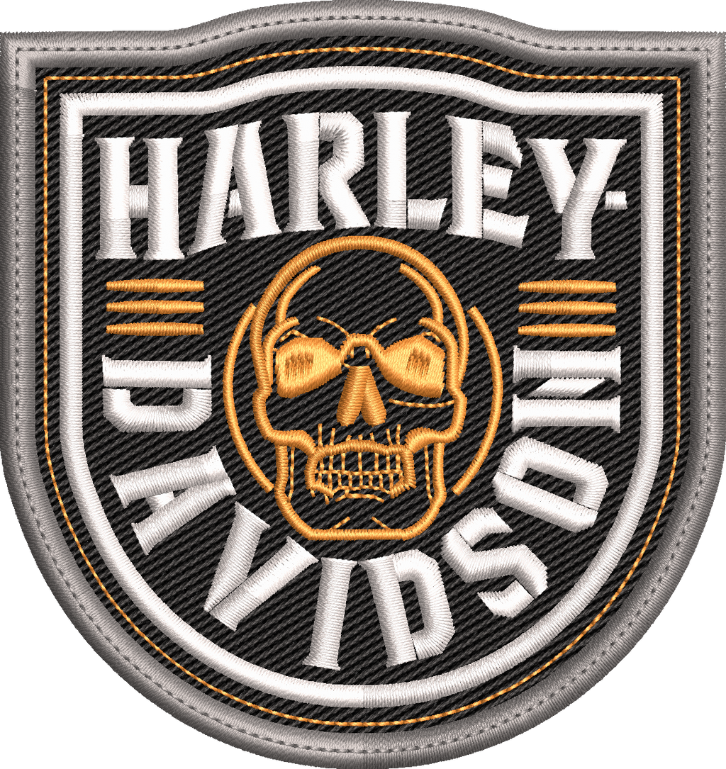 Skull Motorcycle Badge Embroidery Design
