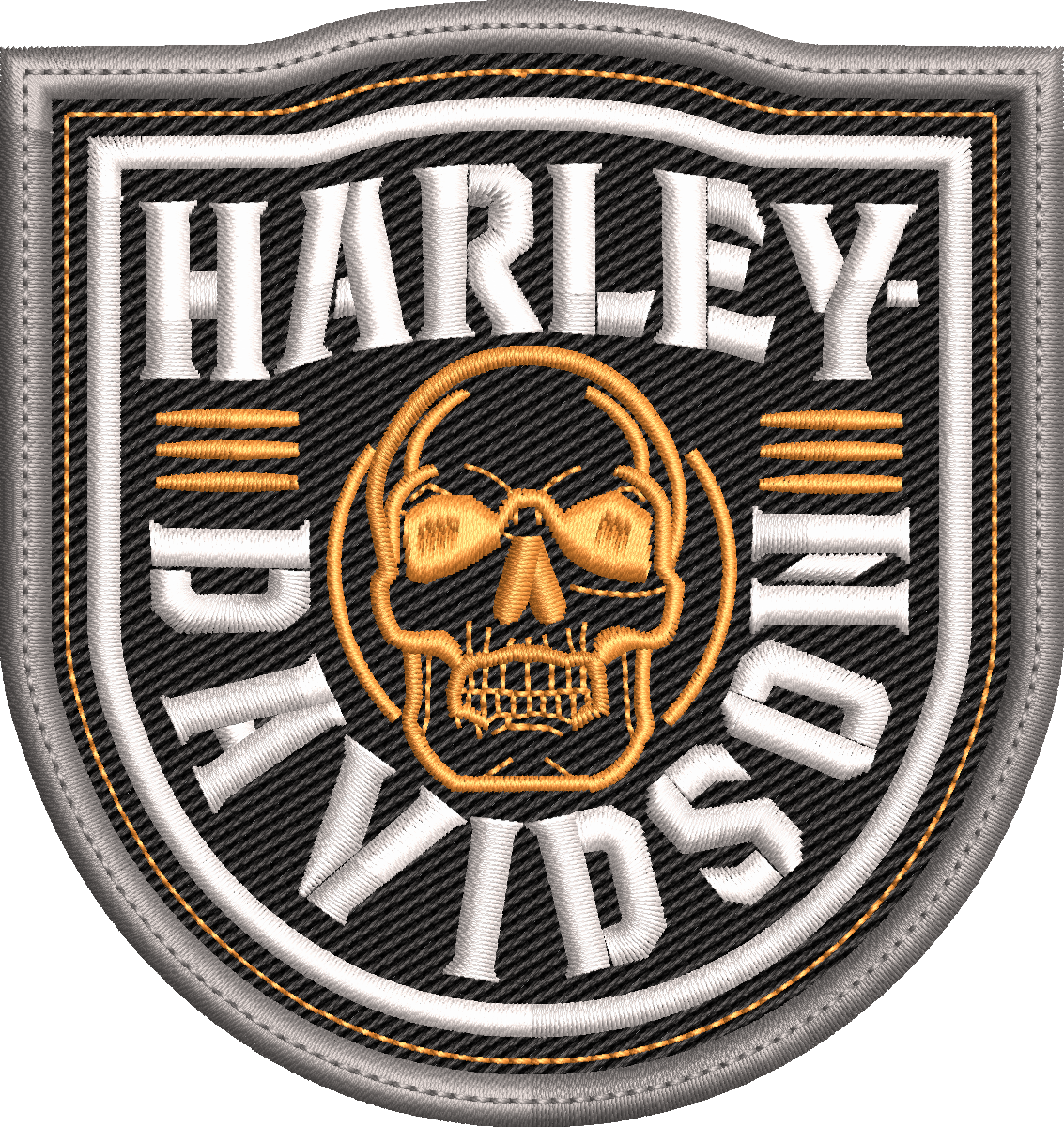 Skull Motorcycle Badge Embroidery Design