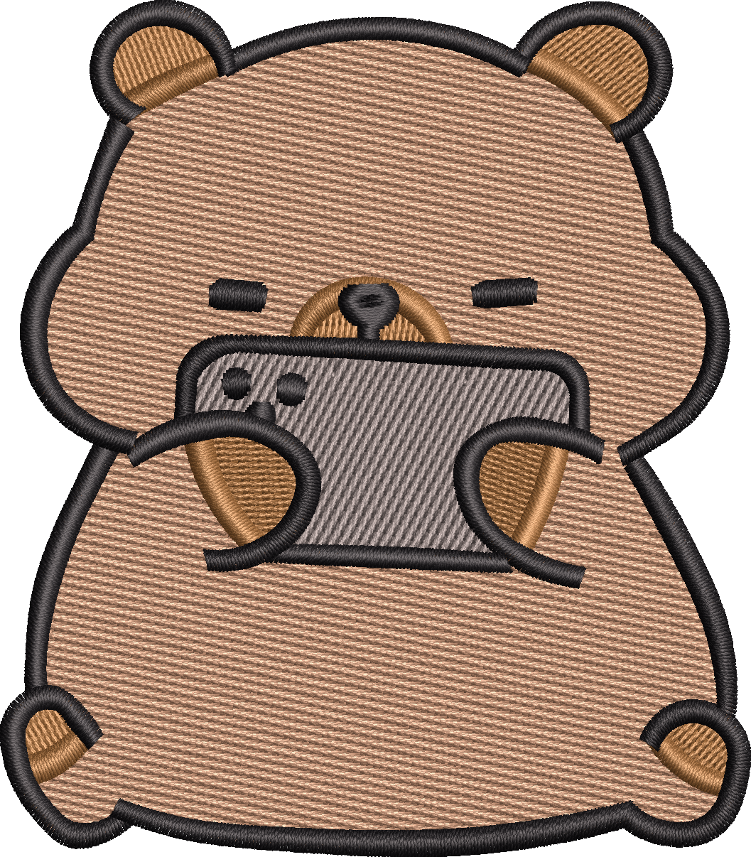 Cute Gamer Bear Machine Embroidery Design