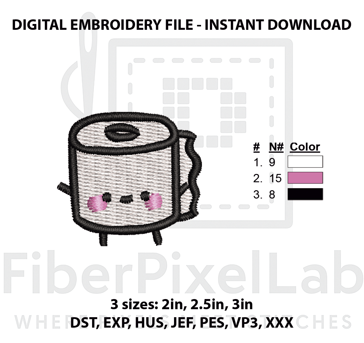 Cute Toilet Paper Roll Machine Embroidery Design