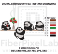 Playful Panda Shelf Scene Embroidery Design