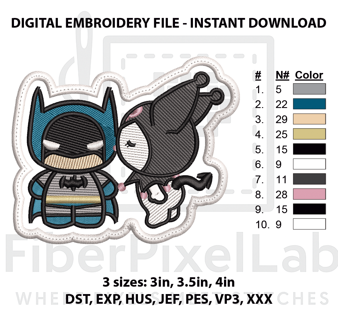 Masked Hero & Mischievous Bunny Embroidery Design
