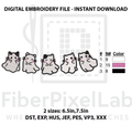 Cute Ghost Cat Lineup Embroidery Design