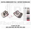 Cat Paws Red String Heart Embroidery Design