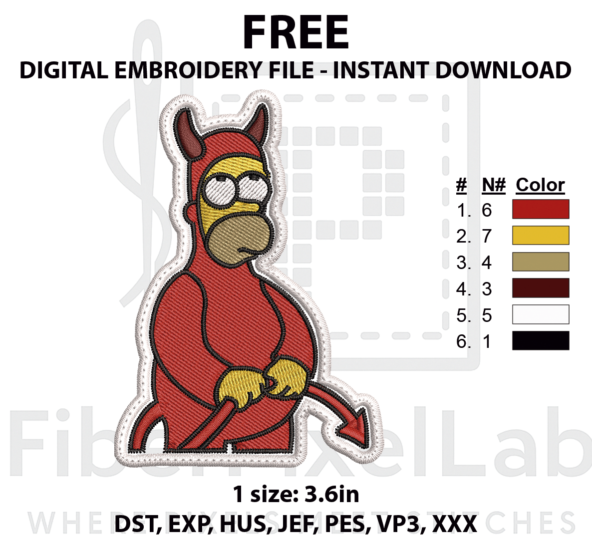 Devil Costume Cartoon Character Embroidery Design