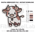 Flower Crown Baby Cow Embroidery Design