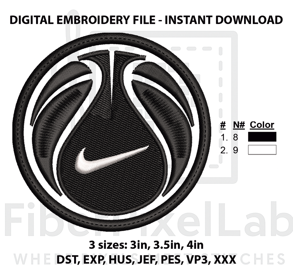 Black Basketball Machine Embroidery Design