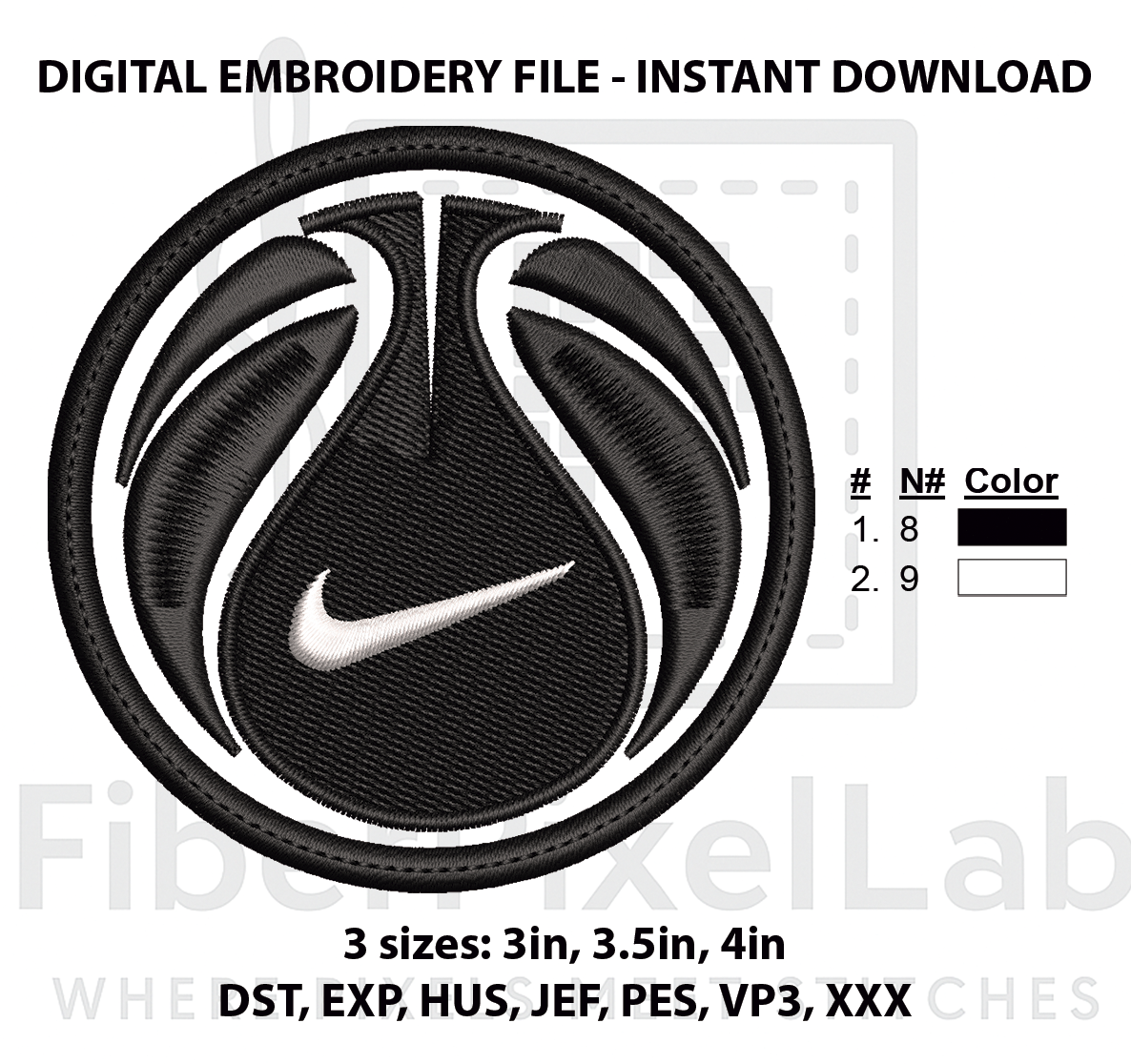 Black Basketball Machine Embroidery Design