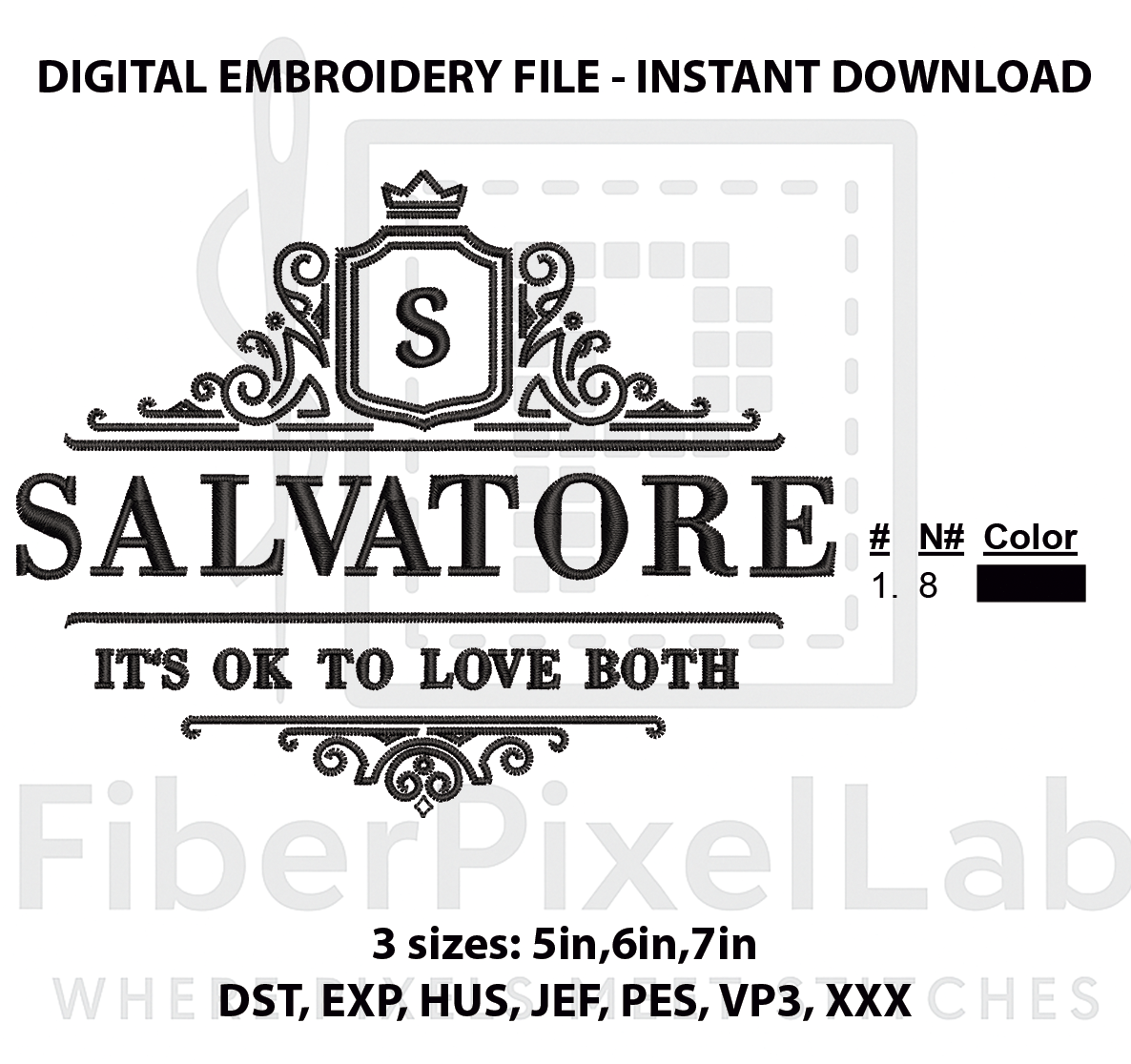 Vampire Romance Ornate Crest Embroidery Design