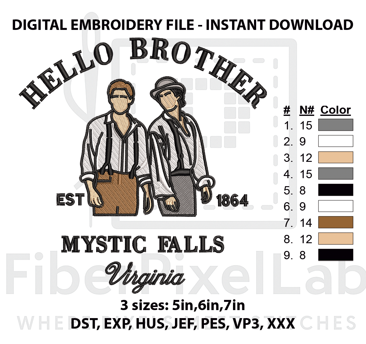 Vintage Vampire Brothers Embroidery Design