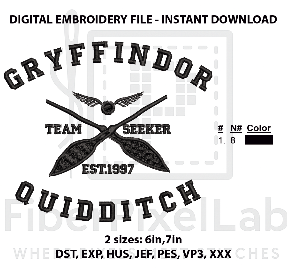 Wizard Broom Sports Emblem Embroidery Design
