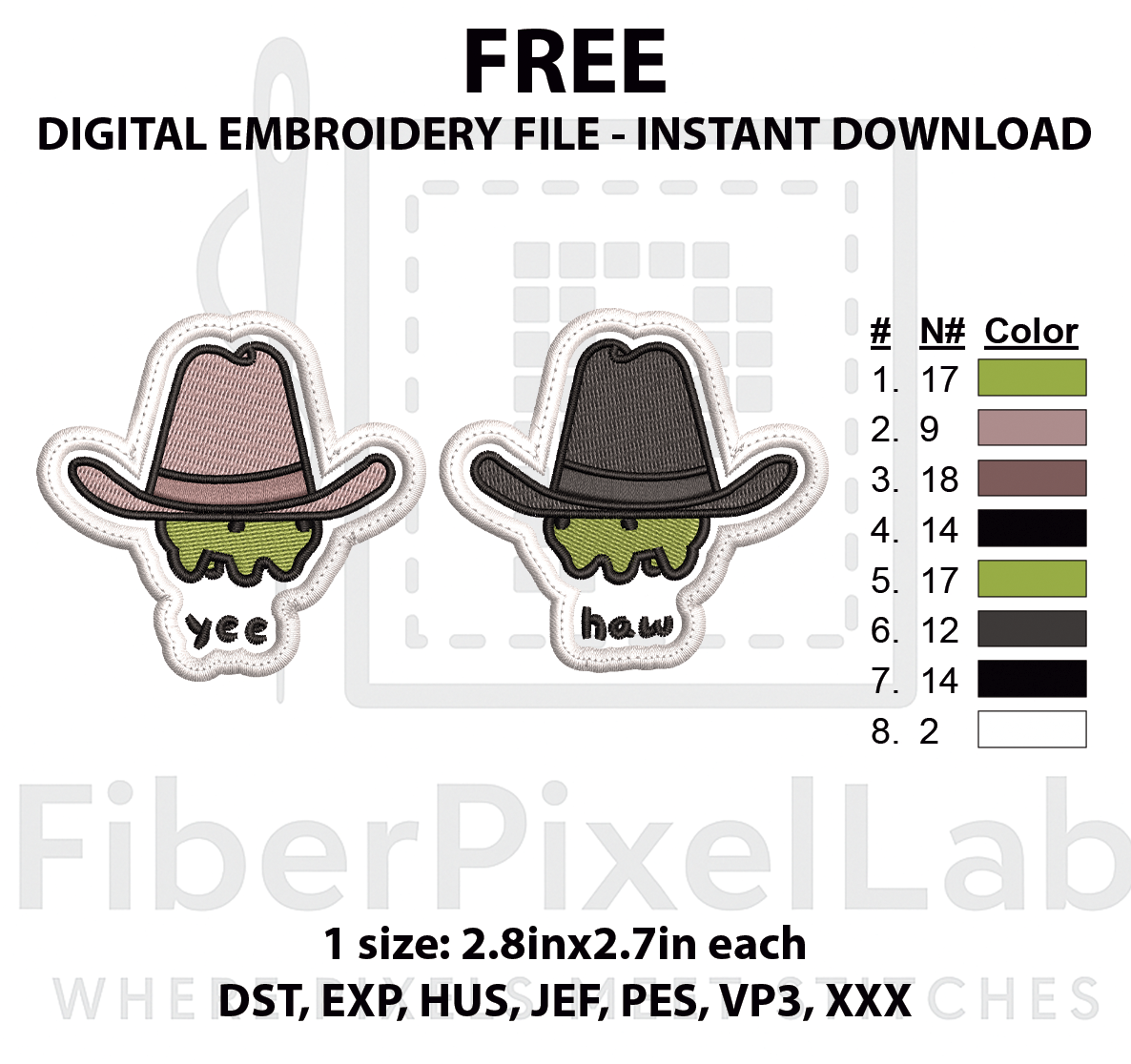 Yee Haw Cowboy Patch Duo Embroidery Design