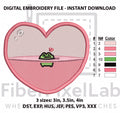 Cute Frog Valentine Heart Machine Embroidery Design
