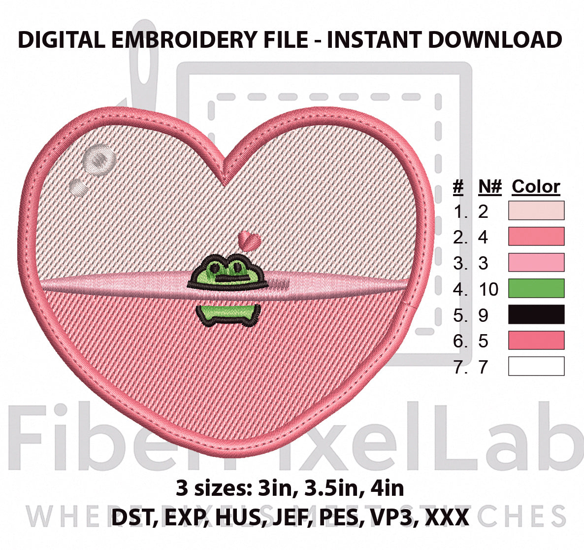 Cute Frog Valentine Heart Machine Embroidery Design