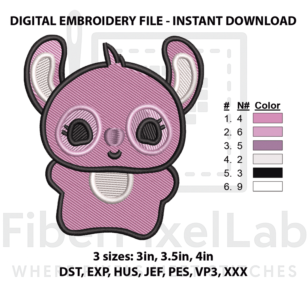 Cute Pink Alien Machine Embroidery Design
