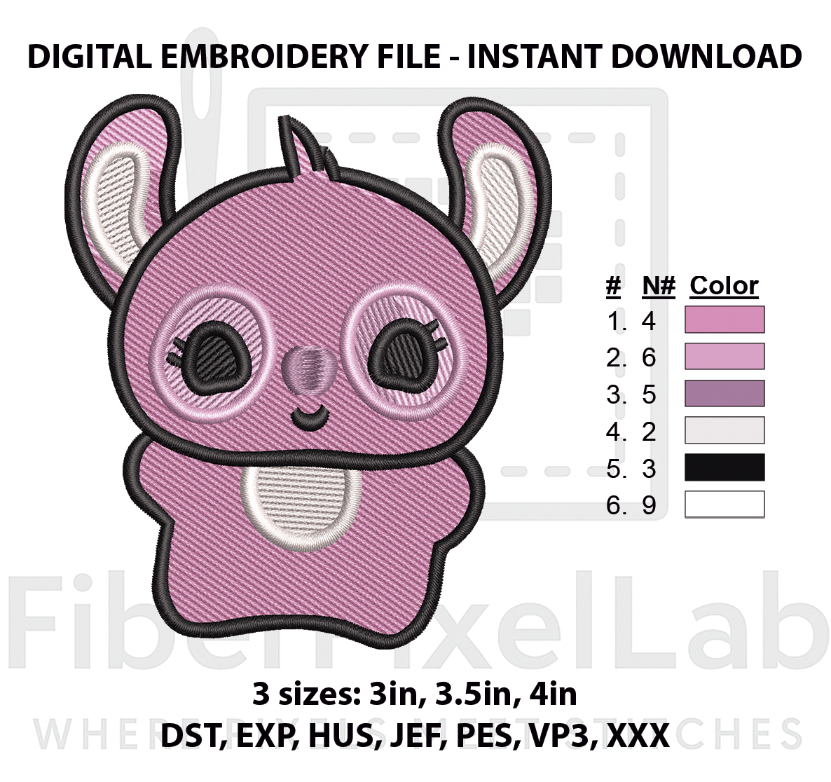 Cute Pink Alien Machine Embroidery Design