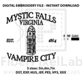 Vampire City Clock Tower Embroidery Design