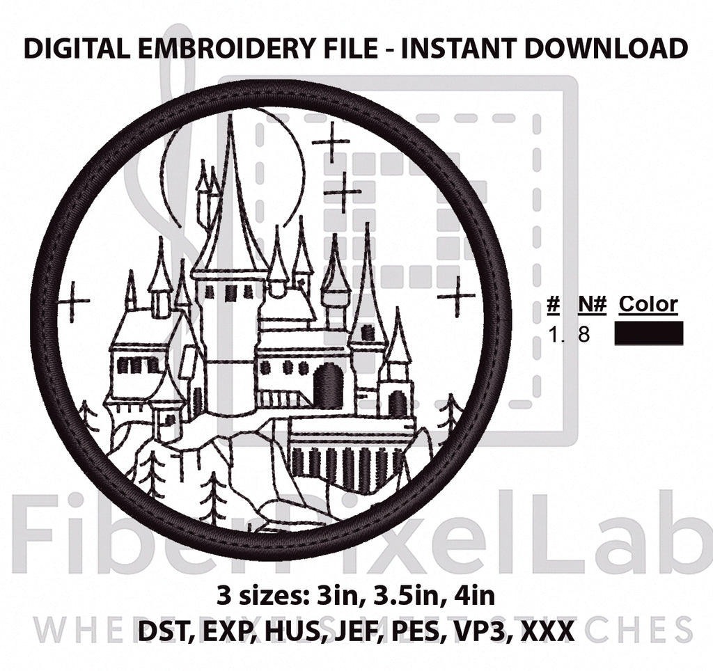 Dark Fairytale Castle Machine Embroidery Design