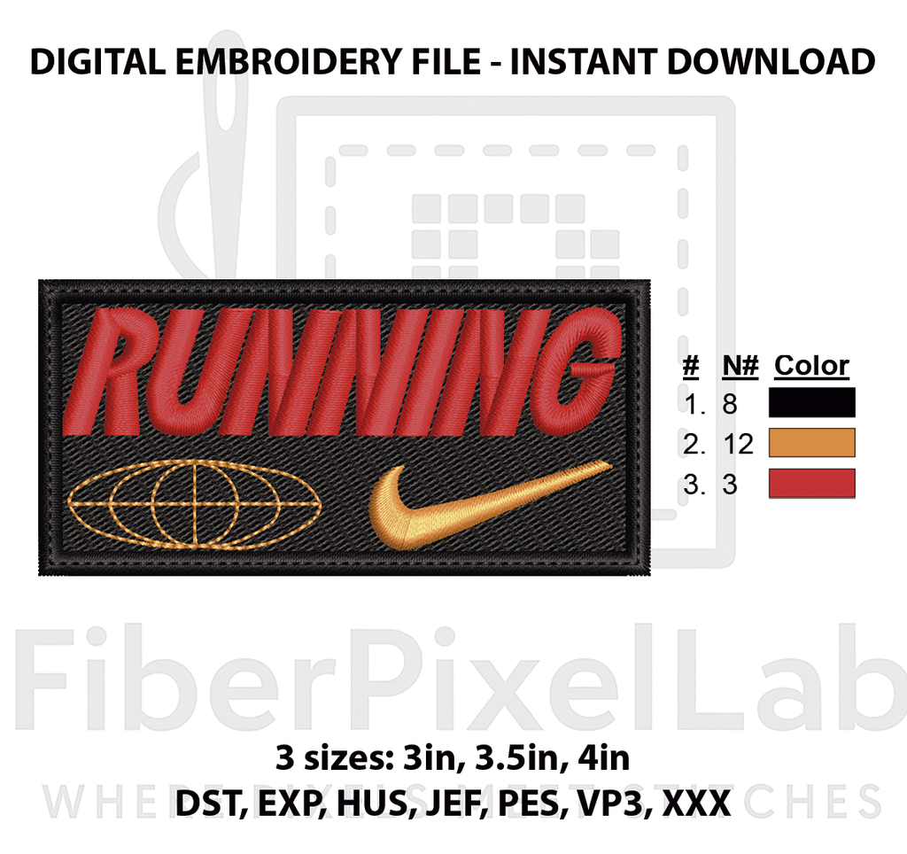 Running Sports Embroidery Design