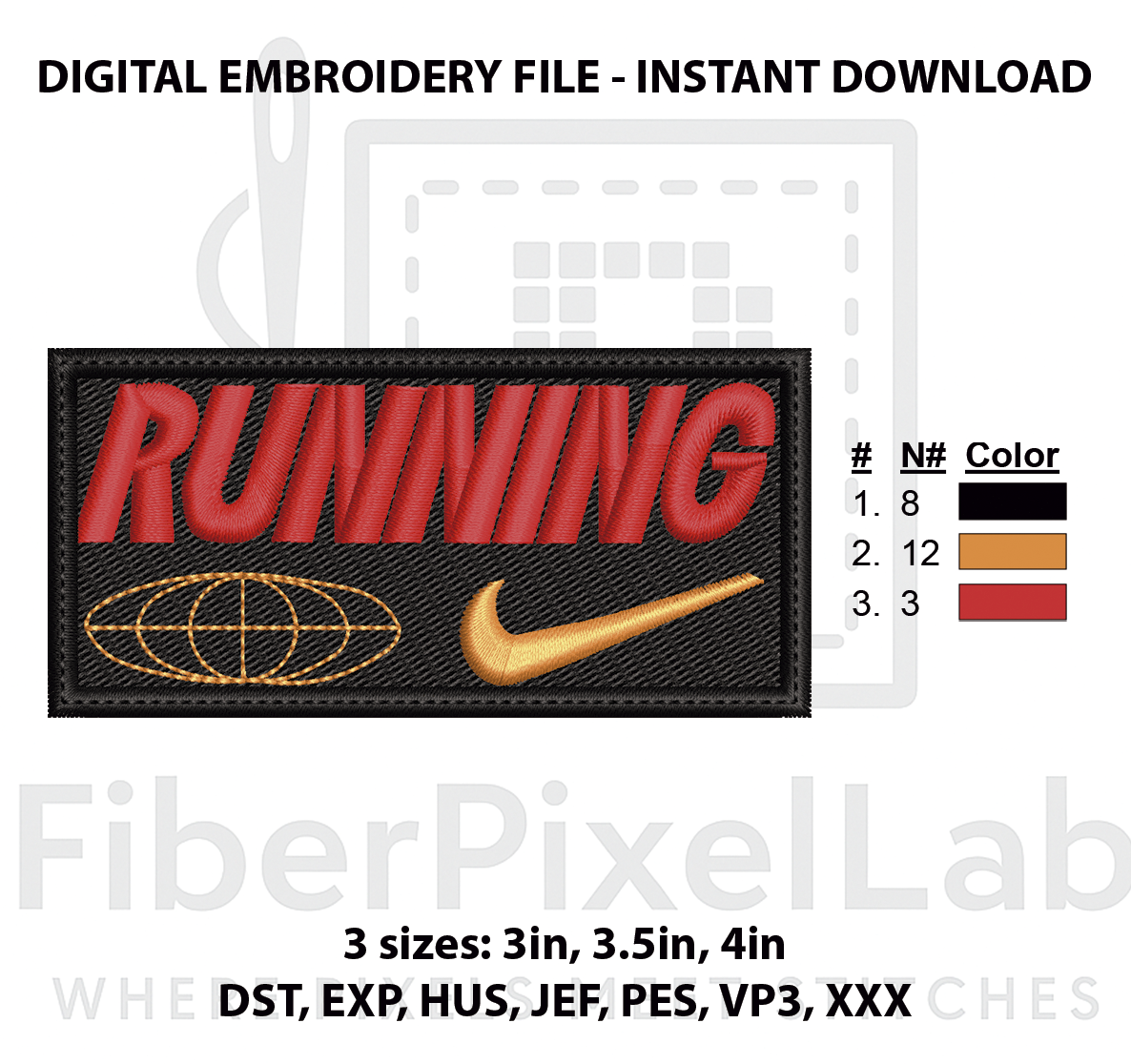 Running Sports Embroidery Design