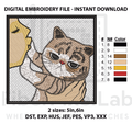 Grumpy Cat Refusing a Kiss Embroidery Design