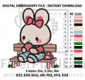 Cute Bunny With Strawberry Embroidery Design