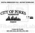 Rainforest Town Pine Trees Embroidery Design