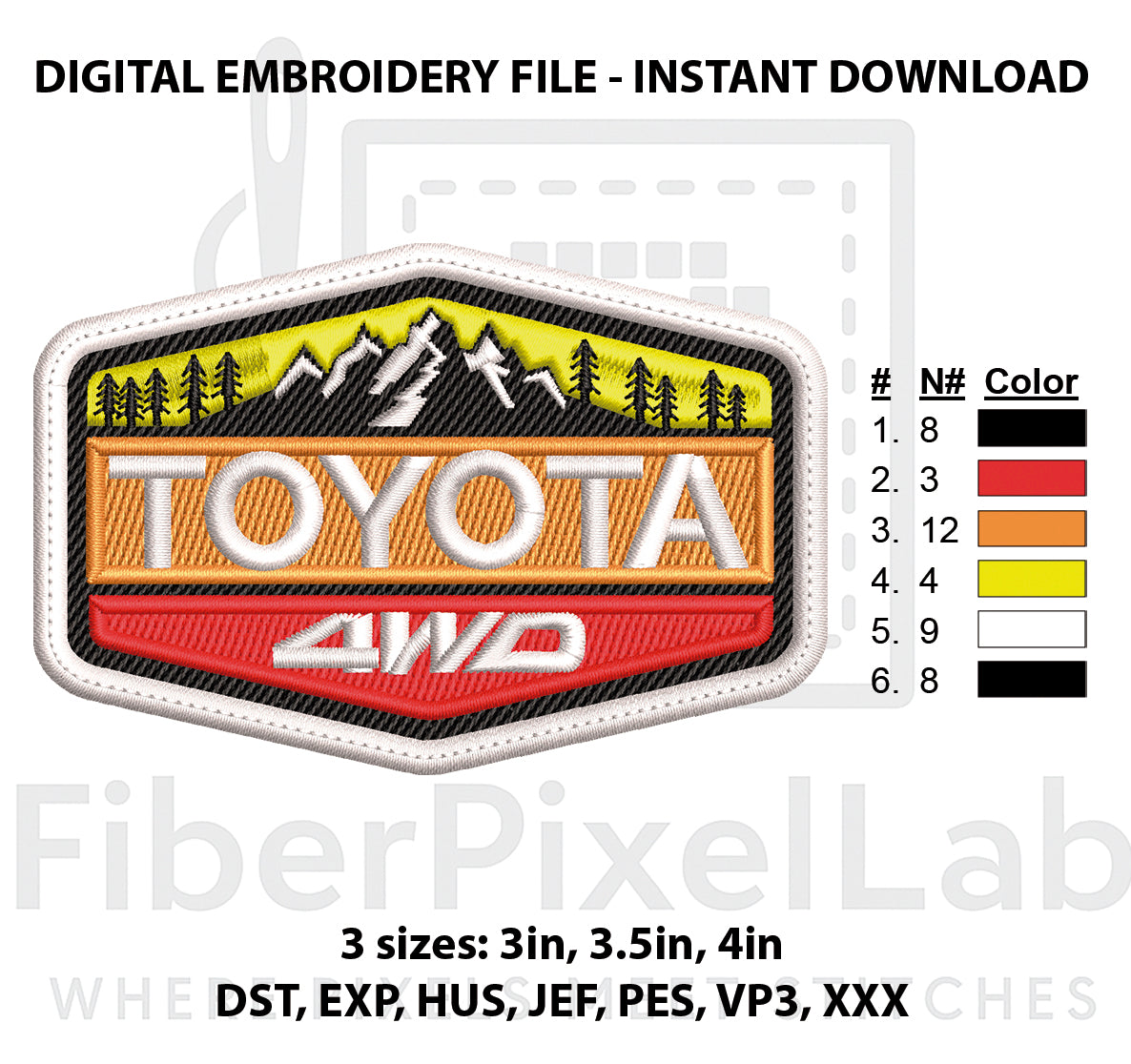 4WD Mountain Adventure Embroidery Design