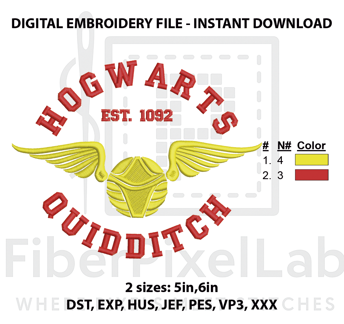 Golden Winged Ball Emblem Embroidery Design