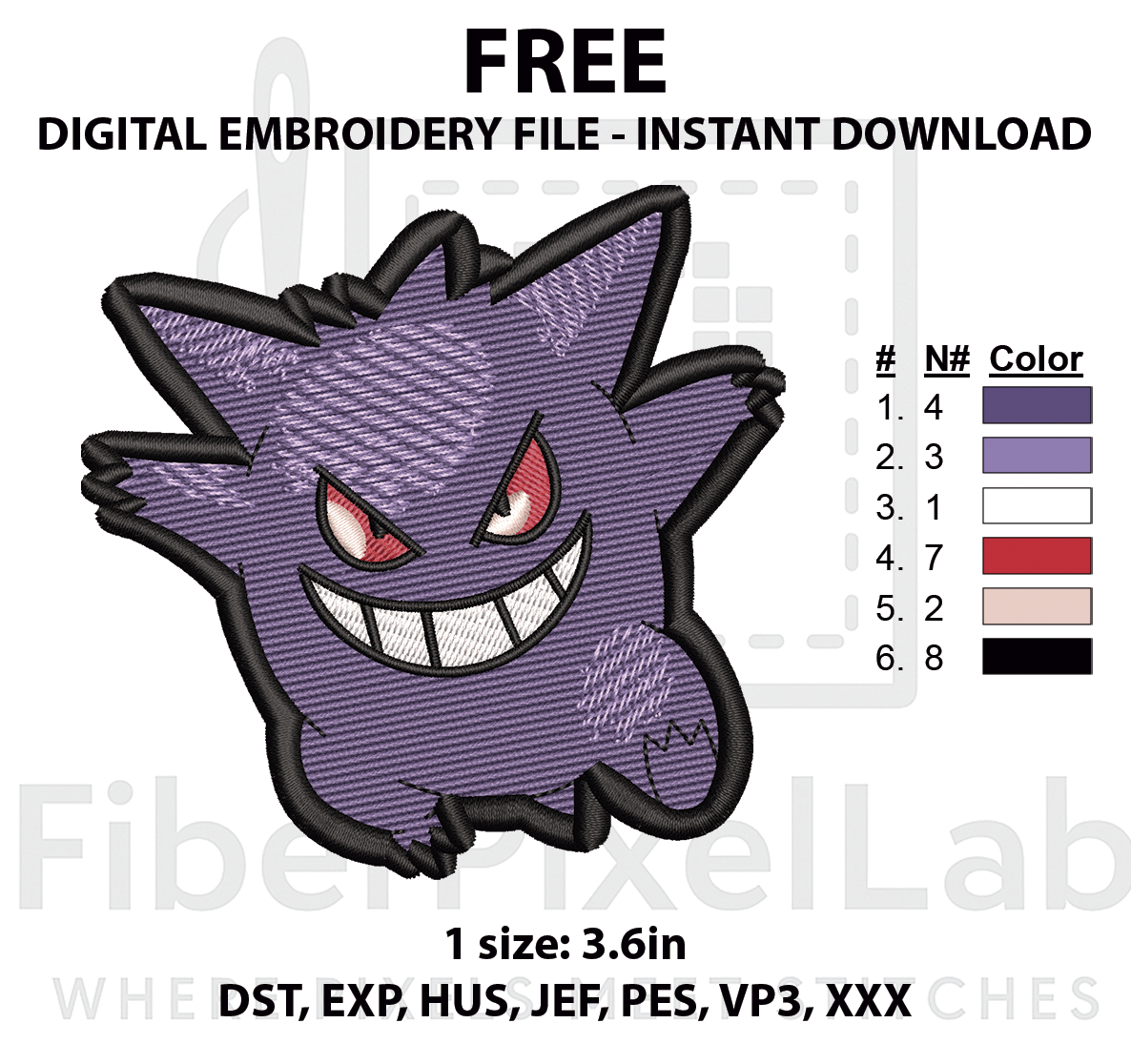 Purple Spooky Monster Embroidery Design