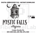 Moonlit Gothic Clock Tower Embroidery Design