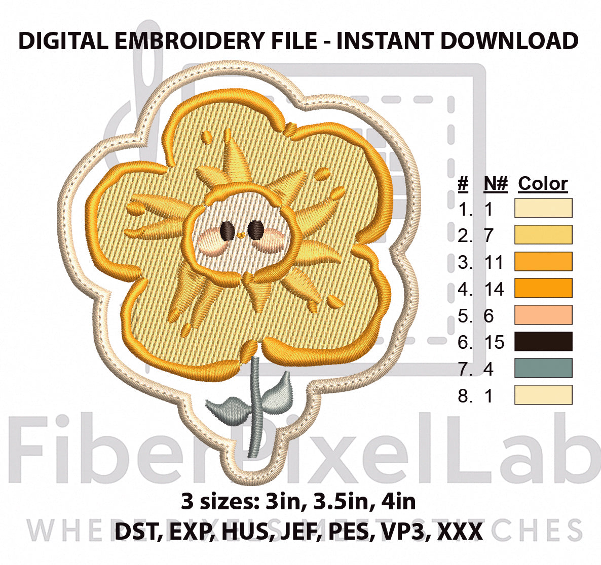 Cute Sun Flower Machine Embroidery Design