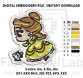 Yellow Gown Storybook Princess Embroidery Design